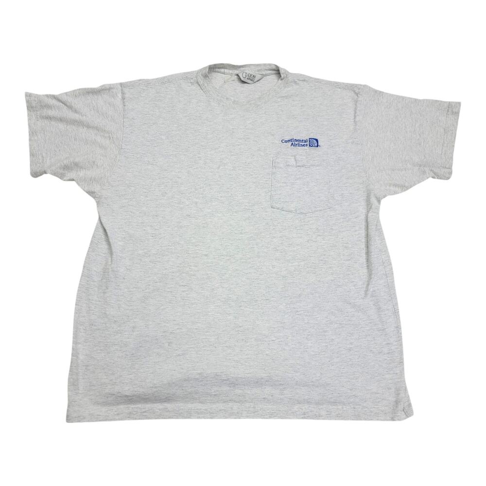 Vintage Continental Airlines T Shirt Mens L XL Lion Apparel Pocket Embroidered